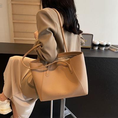 Sac Simple Large pour Femme Automne Hiver Vintage Polyvalent Sac à Bandoulière Grande Capacité Sac Cabas pour Trajet Quotidien