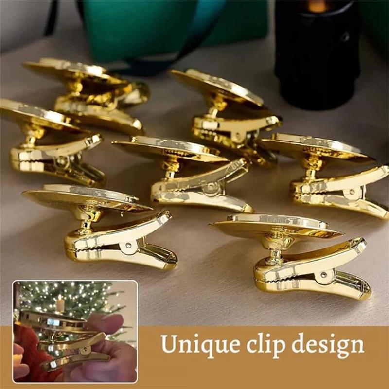 A25F-Festival Clip Led For Christmas Candles Clip On Candles For Christmas Tree Battery Operated Flickering Candles золотой