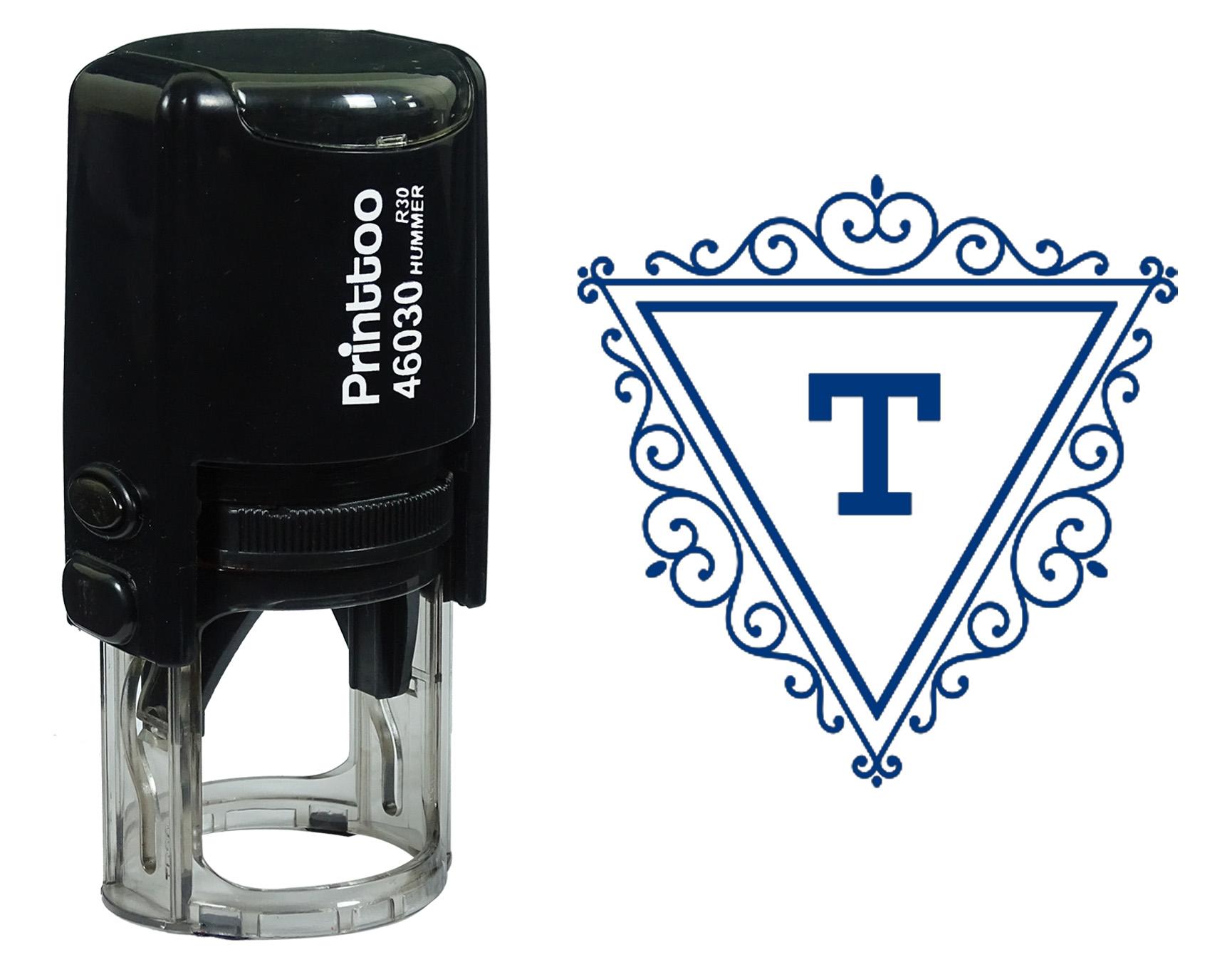

Printtoo T Alphabet Swirl Border Triangle Monogram Initial Self Inking Rubber Stamp Office 30 mm Diameter (Approx) синій