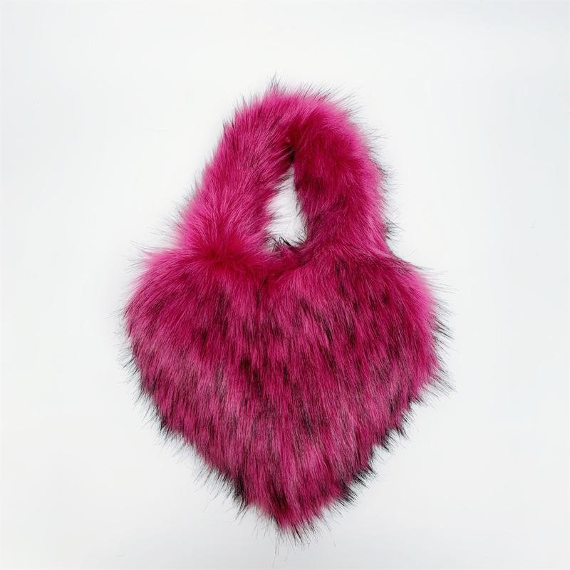 Popolari Nuove Popolari a Forma di Cuore Morbide Borse a Tracolla da Donna Adorabili Pelliccia Finta Morbido Peluche Borsa Tote Invernale Trendy Chic Borsa a Spalla Singola Pochette Borse