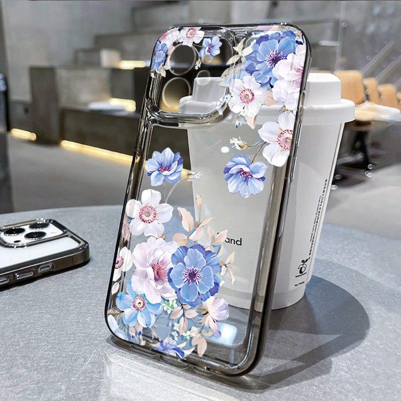 Cute Art Flower Phone Case For iPhone 16 15 14 13 12 11 Pro Max Mini X XS XR SE 7 8 Plus Shockproof Non-Slip Soft Cover Fundas