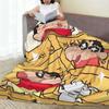 Crayons Shin-chans & Dog Blanket  Warm Soft Comfortable Plush Throw Blanket For Children Couch Chair Flannel Bedspread Bed Cover