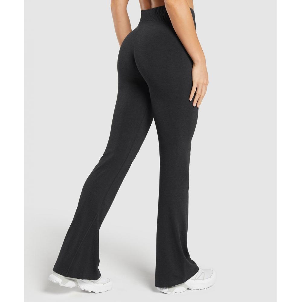 Gymshark Leggings Luxe Seamless Flare Negru Melanj B3c8k Bbq2