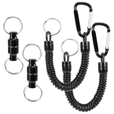 2 Stück Magnetischer Netzhalter mit Spiralkordel und Karabinerclip für Fliegenfischen