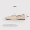 The First Layer Of Cowhide - Round Head, Shallow Mouth, Flat Bottom, One-Word Buckle, Mary Jane Shoes, Ballet Shoes, Fashion Shoes