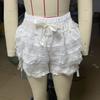 Y2k Niedliche Schleife Spitze Besatz Shorts Harajuku Damen Schicke Hose Streetwear Basic Lässig Sommer Rüschenshorts Koreanische Ästhetik