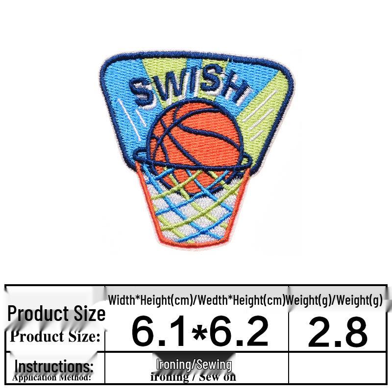 American Style Cartoon Rocket Basketball Embroidered Clothing Patch