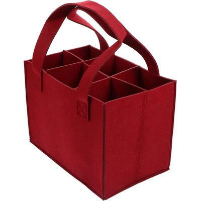Practical 6 Bottle Capacity Wine Carrier In Chic Red Felt Perfect Accessory for Your For Party or Picnic Outings