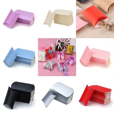 100Pcs/Lot Present Pouch Kraft Gift Bag Christmas Pillow Shape Paper Candy Boxes