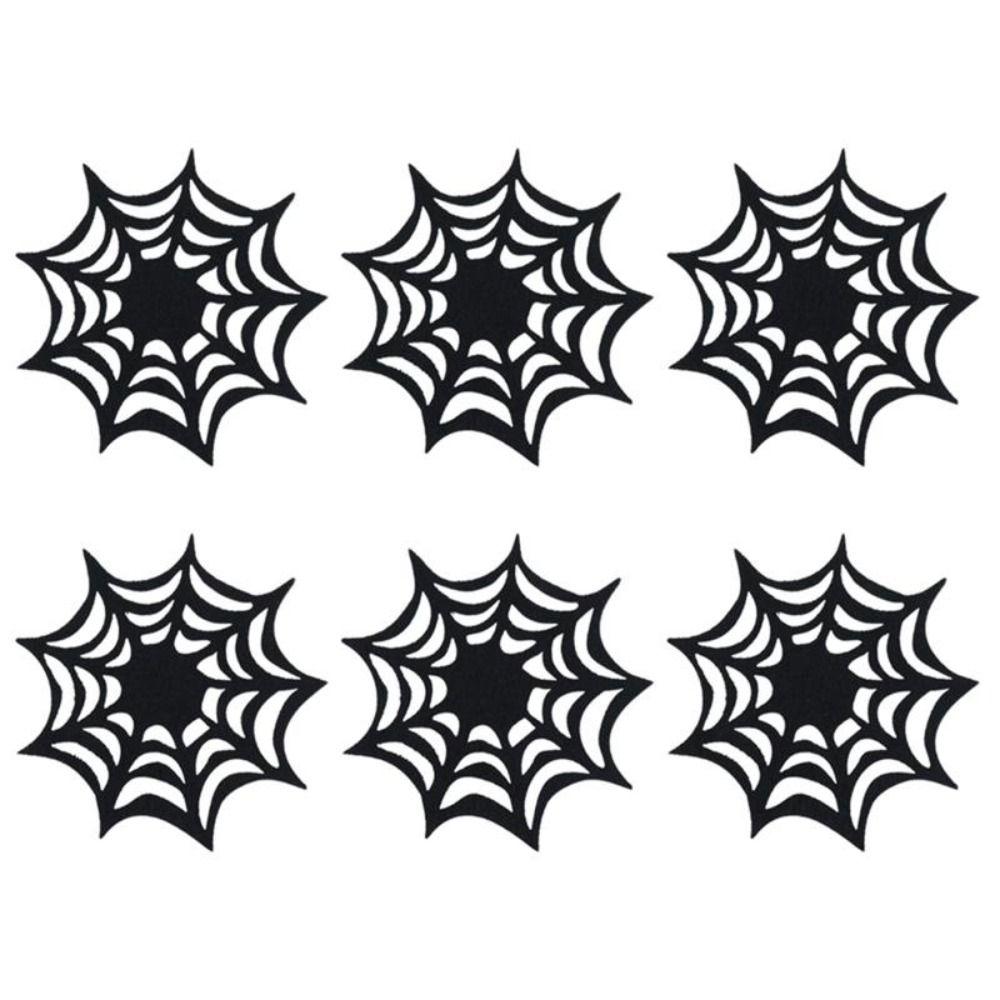6pcs Heat Resistant Spider Web Coaster Hollow Spider Web Cup Mat Spider Web Cup Pad  Halloween