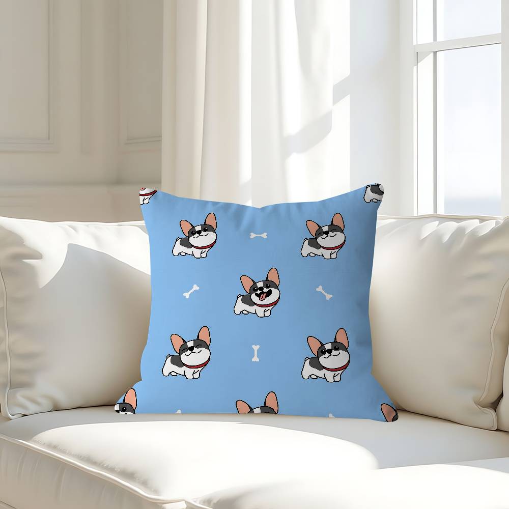 Cartoon Dog Pillow Case Removable Washable Cushion Cover – All-Season Soft Linen