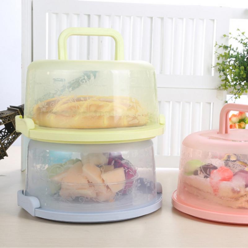 Portable Cake Carrier with Handle Round Cupcake Box Transparent Cake Storage Container Transport Cake Holder Tray