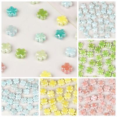 Electroplated Ceramic Flowers Colorful Small Fresh Handmade DIY Material Necklace Beaded Loose Bead Accessories