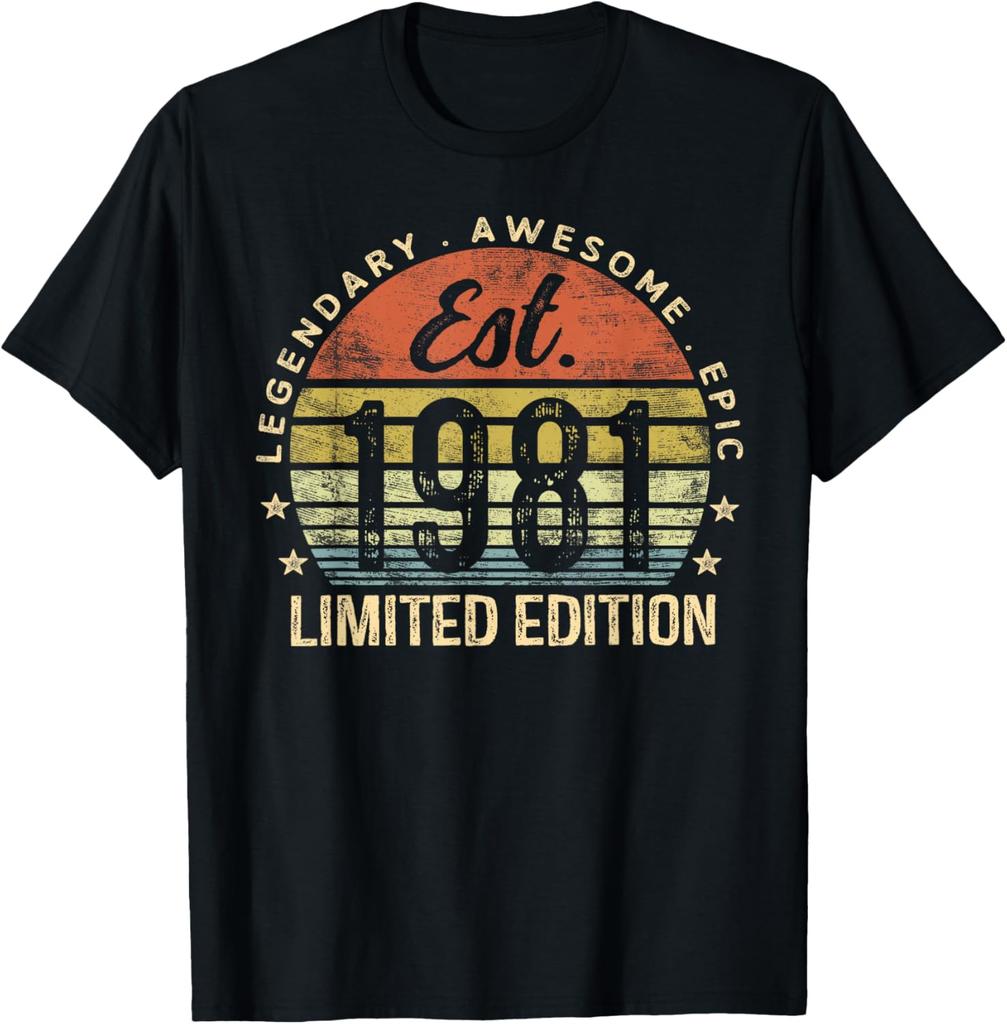 Est 1981 Limited Edition 45th Birthday Vintage 45 Year Old TShirt Retro Vintage Clothes Tops Round Neck Graphic T Shirts