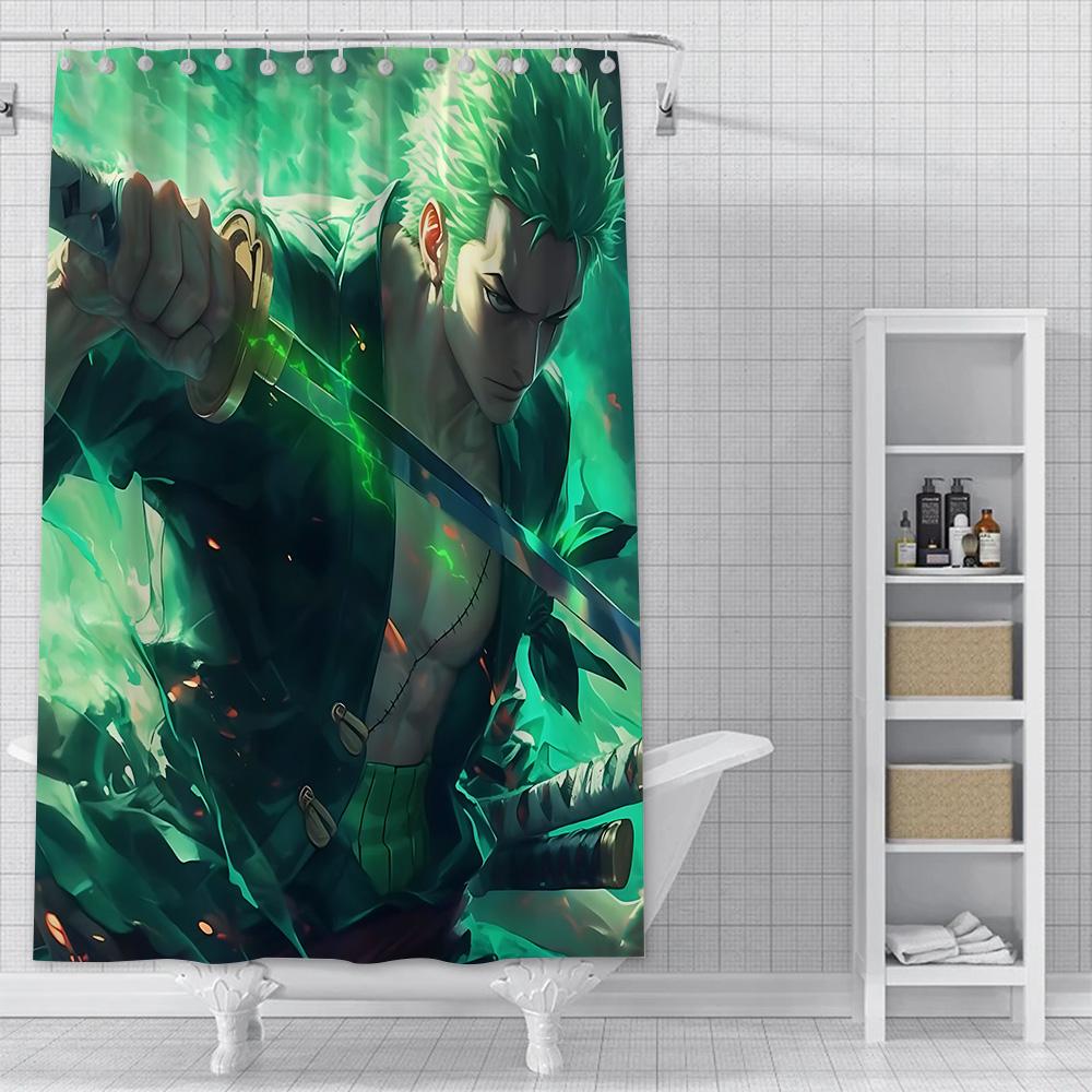 Hot P-PieceS Japan Anime One Shower Curtain Waterproof Polyester Fabric Paint Bath Curtain Home Bathroom Decor Curtain With Hook