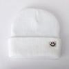 Cute Smiley Face Label Wool Hat Women's Autumn and Winter Warm Trend Versatile Ear Protector Black Knitted Hat Men