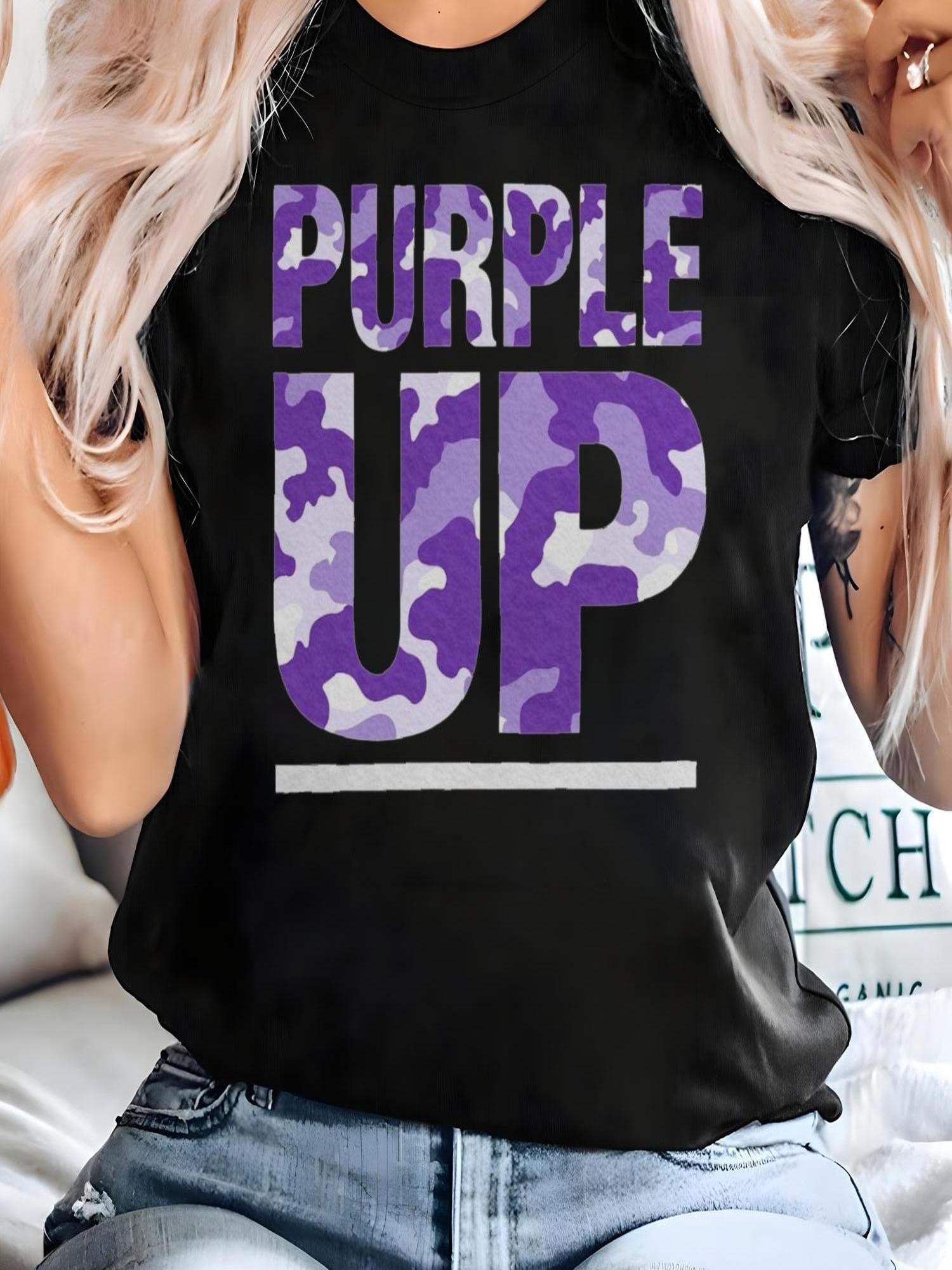

Purple Camo PURPLE UP Women S T-Shirt 100% Short Sleeve Round Neck Casual Soft Breathable Tee Relaxed Fit Top for Everyday Wear 5XL різнокольоровий