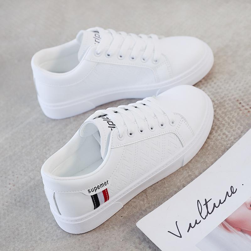 

fashion Women s Sneakers Spring Leather Light White Female Platform Vulcanized Shoes Autumn Casual Breathable Sports PU Flats Size 35-40 40 белый