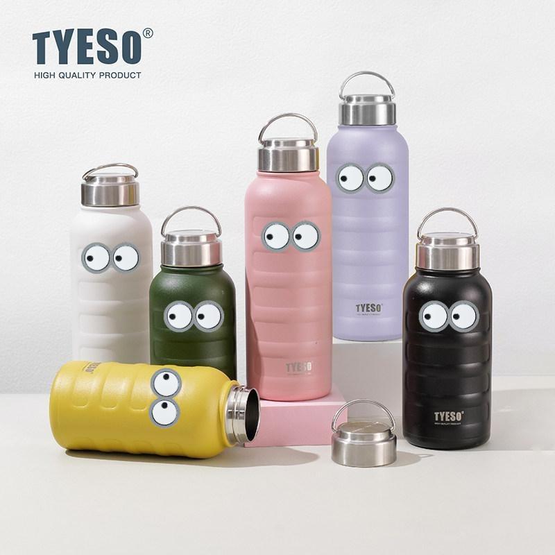 Portable Tyeso 360ml Thermoses 304 Stainless Steel Thermos Mug Thermal Tumbler Drinks Cup Water Bottle Sport Vacuum Flasks with Eye Sticker