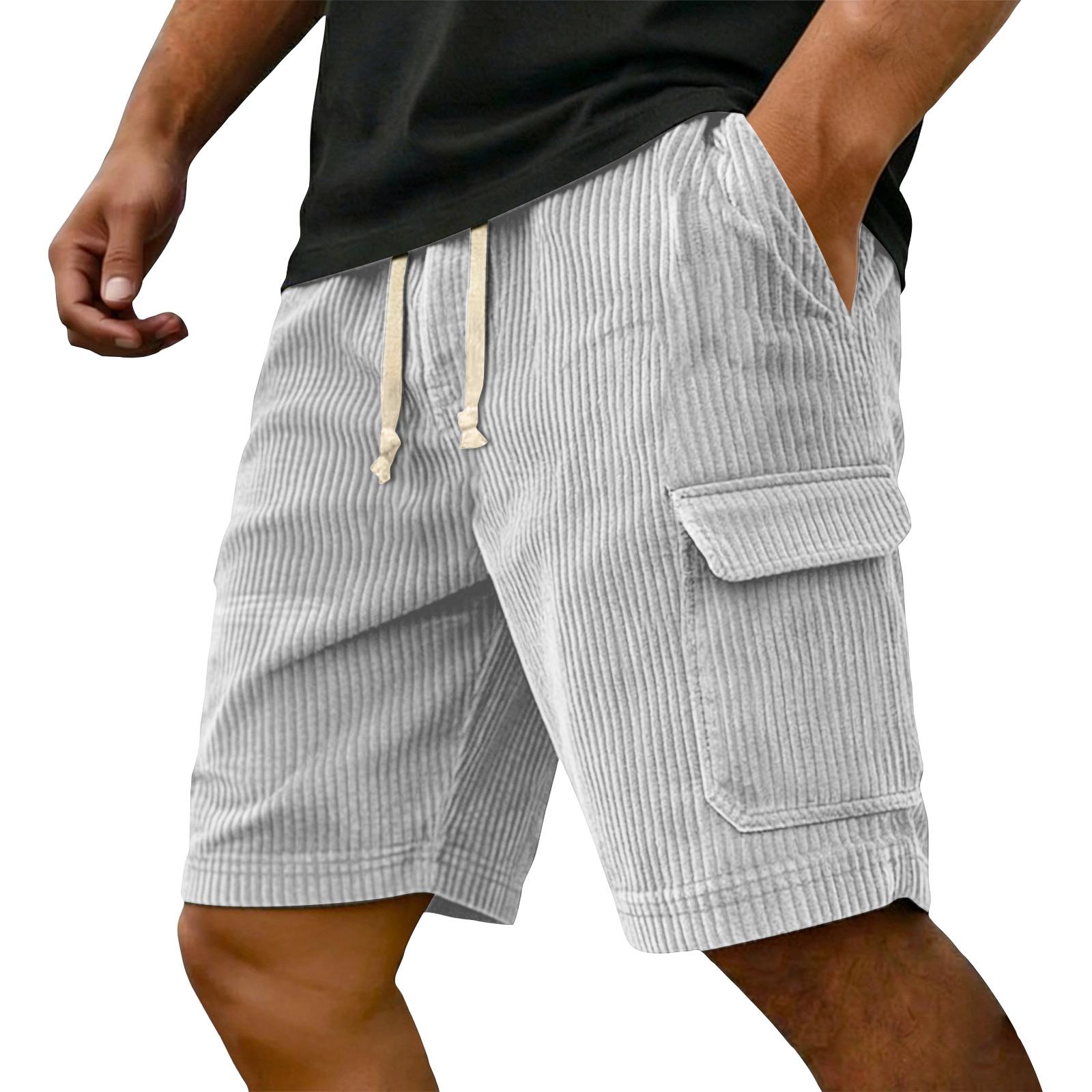 Heima B Heren Ribstof Cargo Shorts met Zakken Trekkoord Taille Heren Trainingsshorts Casual Pasvorm voor Dagelijks Gebruik Katoenen Shorts Heren XXL