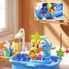 Toddlers Sand And Water Table Toy, with Faucet, Play Food Accessories, Fishing Toy, Kitchen Play Sink Toy with Electric Water Pump for Boys, Girls