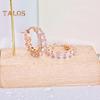 1 Pair Women Huggie Earrings Cubic Zirconia Round Shape Small Hoop Earrings Party Prom Clipping-on Earrings Copper Round Earrings