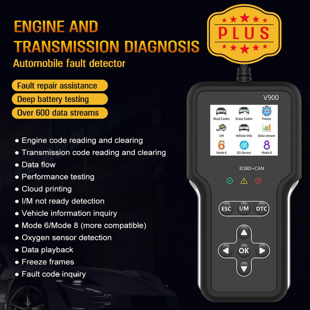 V900 2.8 OBDII Diagnostic Scanner with Cloud Print and Transmission Diagnosis, 600+ Real Time Data Streams, 55+ Brands