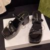 One Word with Transparent High Heel Women's Sandals Summer Internet Celebrity Sexy Outer Slippers Platform High Heel Thick Heel Fashion Sandals