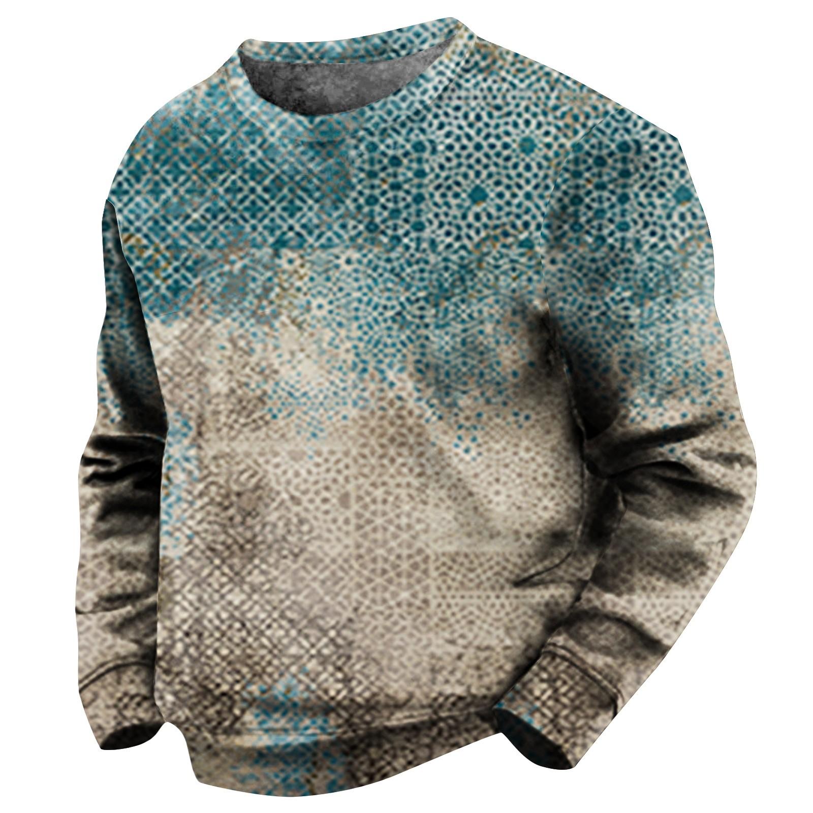 

Мужская толстовка с принтом на открытом воздухе, свободная с длинными рукавами и этническим принтом L