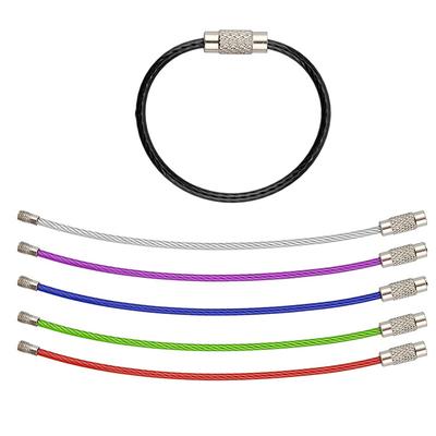 10 Stück/Packung Gemischte Farbe Edelstahl Draht Schlüsselanhänger 150x1,5mm Schraubverschluss Schlüsselringe Langlebiges Kabelseil Schlüsselaufbewahrungswerkzeuge ZYF