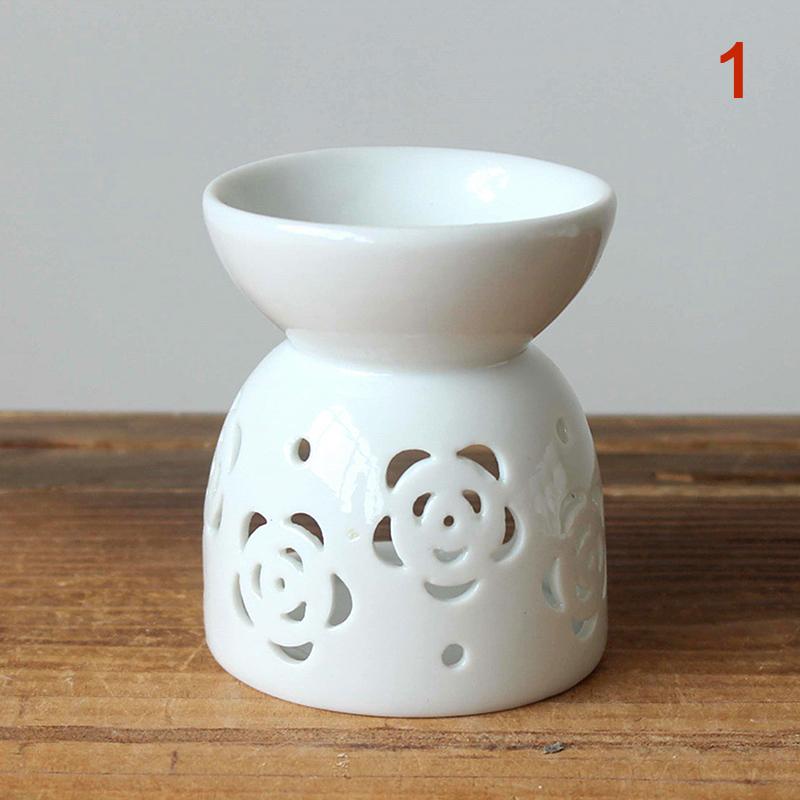 Bruciatore di aromi artigianale in ceramica fatto a mano con motivo a fiori cavi, bruciatore di oli essenziali, lampada a candela, molti stili, artigianato per ufficio e casa, decorazione