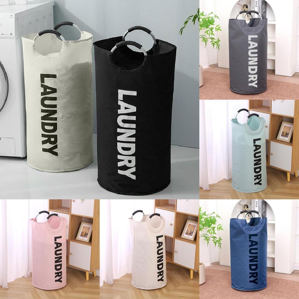 Portable Collapsible Round Laundry Basket Oxford Cloth Waterproof Storage Bag For Home Use