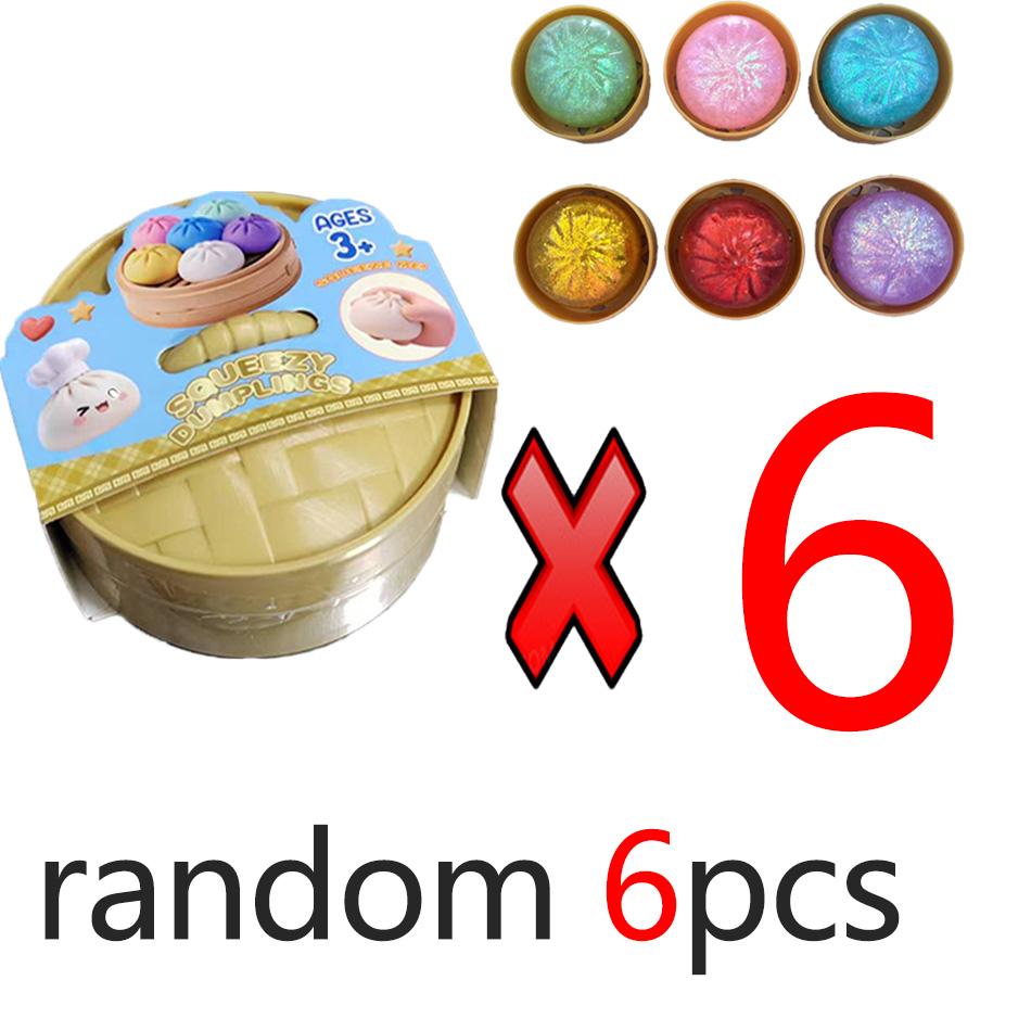 Glitter Squeeze dumpling squishie Toy Kawaii Steamed Bun Stress with Steamer Box Soft TPR Squishy for Kids Adults Anxiety Relief