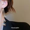 Silver needle zircon colored butterfly tassel pendant earrings retro court style elegant stud earrings light luxury high-end earrings