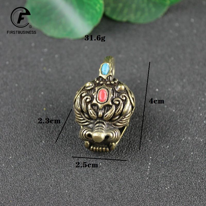 Copper Brave Troops Head Bell Small Ornaments Desk Feng Shui Decorations Retro Brass Keychain Pendants Home Decor Living Room