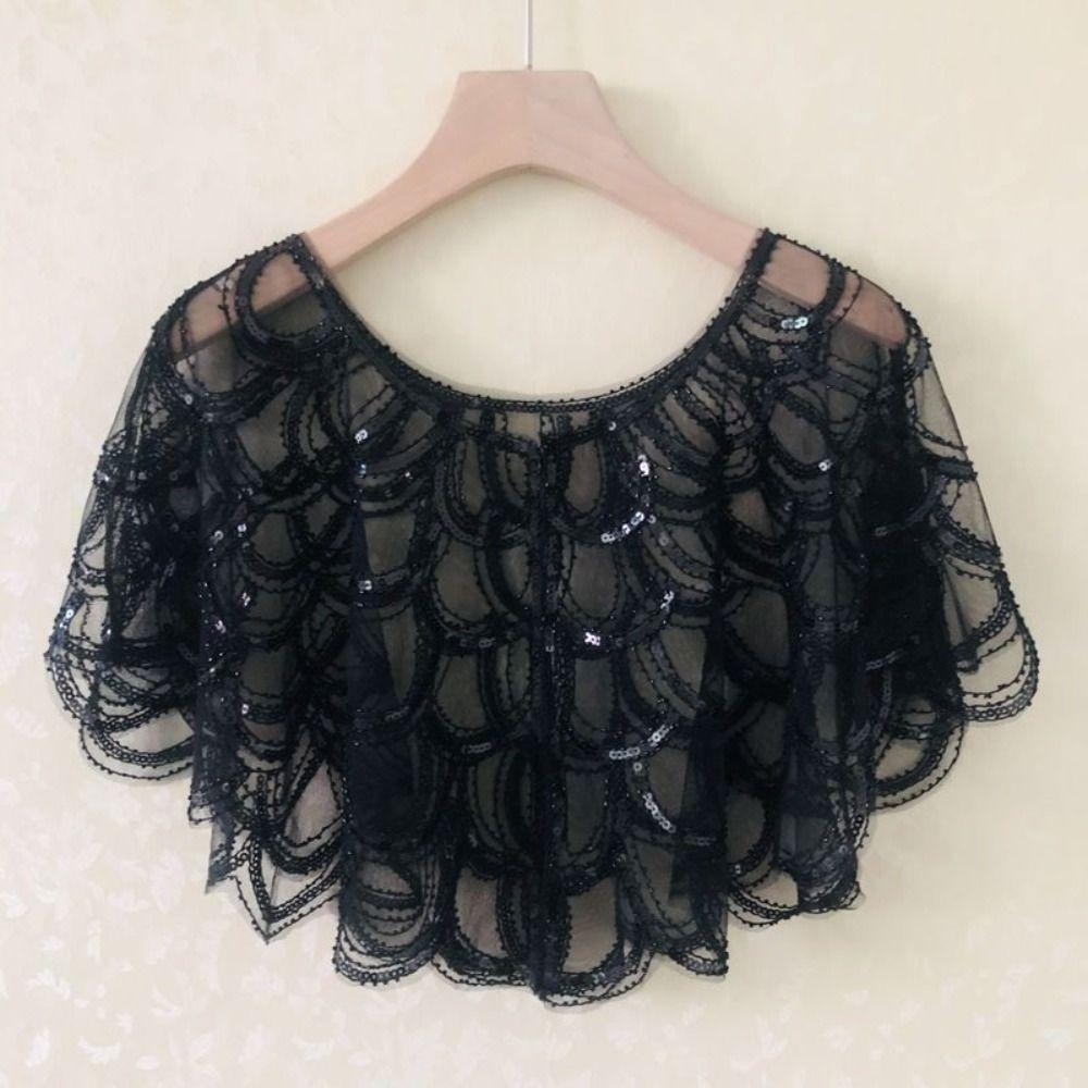 

Шаль-накидка для кондиционированной комнаты с узором рыбьей чешуи, этнический стиль, шаль с пайетками, женская Style 07