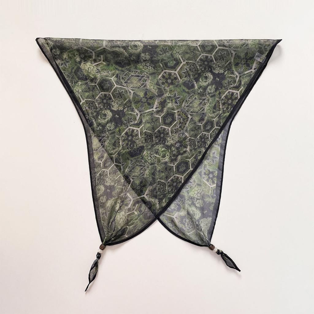 Retro rhombus triangular silk scarf strap fart curtain women's spring and summer fashion versatile stacked wear go out decorative jeans accessories