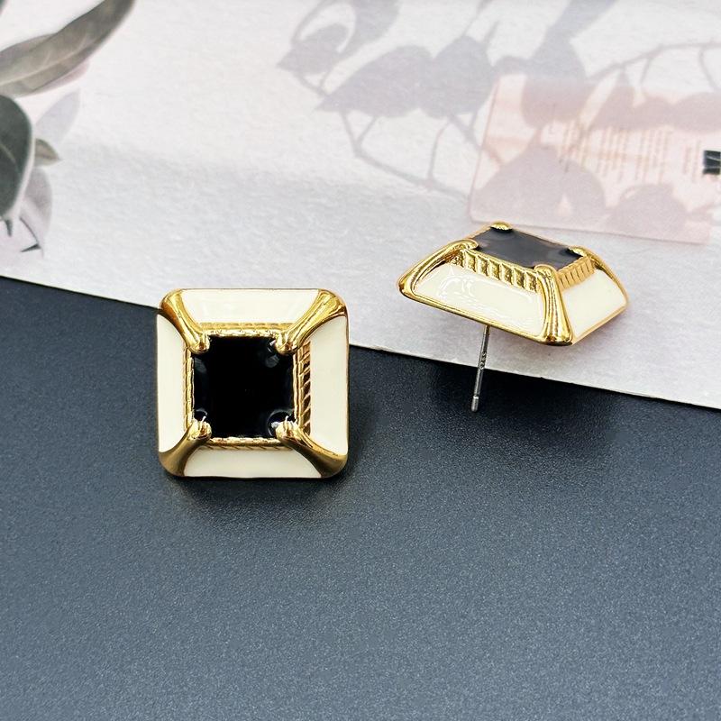 Premium Earrings Summer Women'S Enamel Black And White Contrasting Earrings