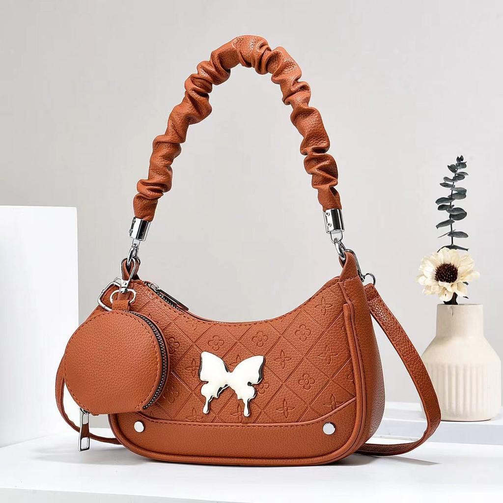 Trendy Small Quilted Butterfly Shoulder Bag With Soft Texture And Multiple Colors