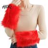 Stylish Plush Cuff Sleeves 1 Pair Faux Fur Wrist Cuffs for Women Fluffy Fox Arm Elegant Winter Accessories Warmers with Satin Lining Warm
