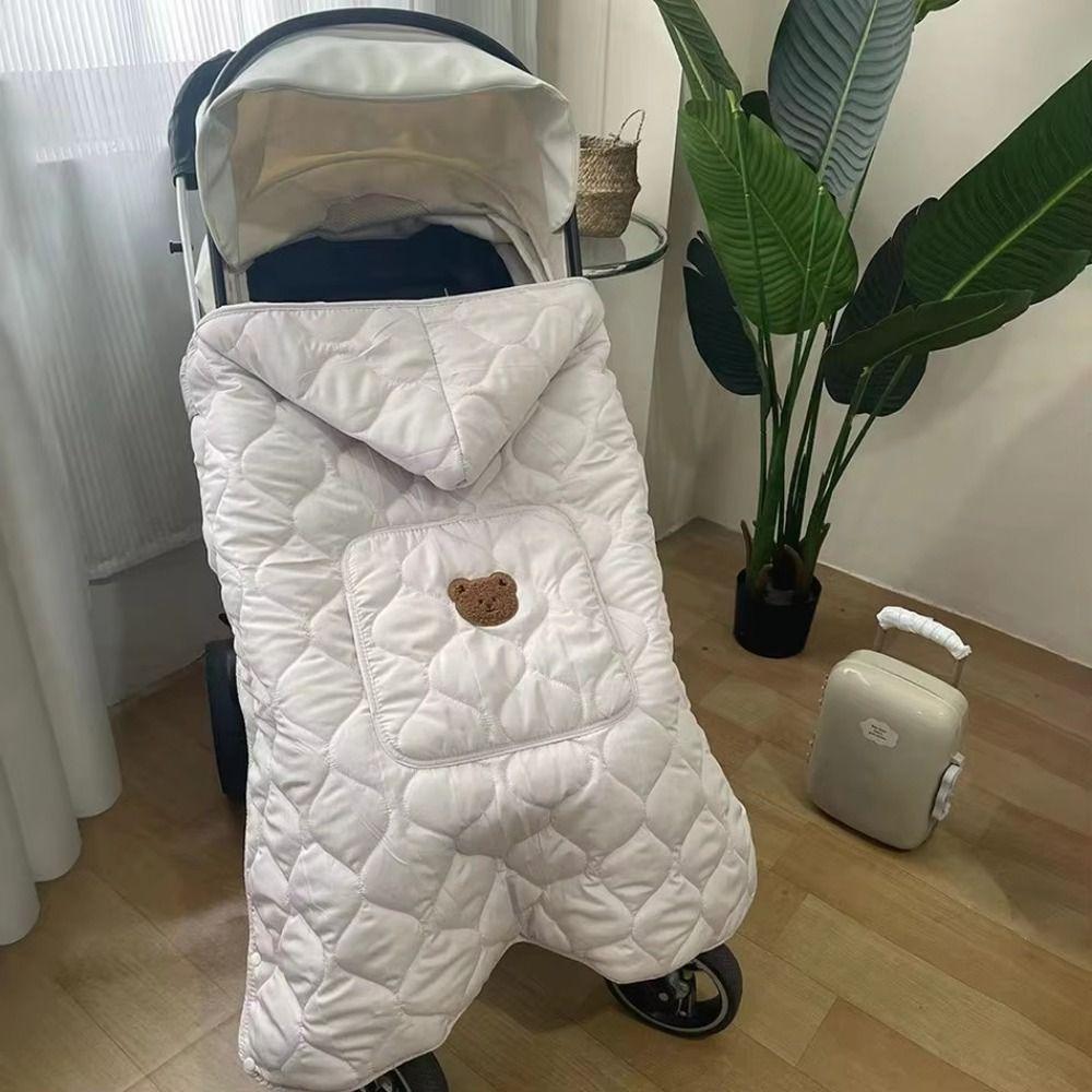 Windproof Baby Stroller Blanket Cartoon Bear Newborn Swaddle Wrap Toddler Trolley Cover  Winter