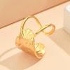 Asymmetrical Texture Design Adjustable Gold-Plated Stainless Steel Open Ring