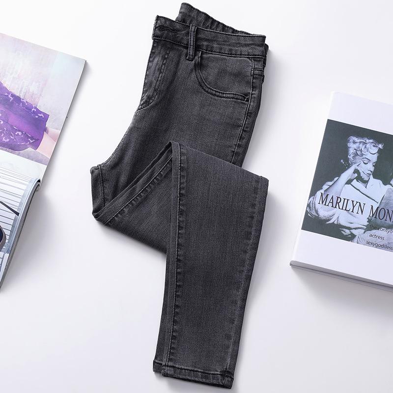 Women's High Waist Light Wash Cropped Skinny Jeans – Spring/Autumn 2025 Trendy Slimming Eight-Point Pants