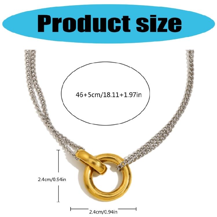 Fashion Women Necklace Double Chain Pendant Necklace Clavicle Chain Youthful Women Accessories Stainless Steel Texture