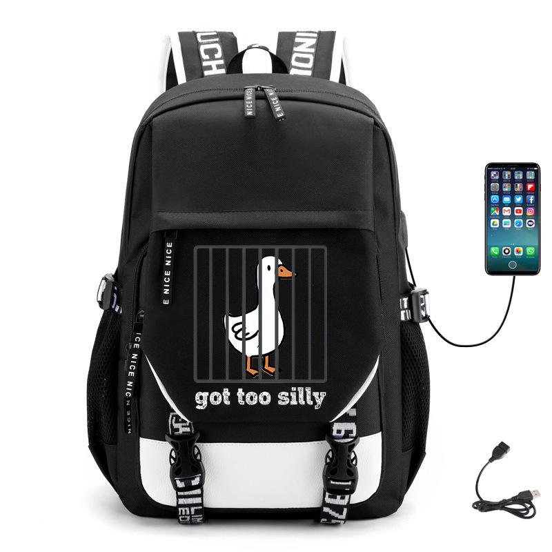 Multifunctional Goose Backpack Large Capacity Student Bag Leisure Travel Usb Computer Bag