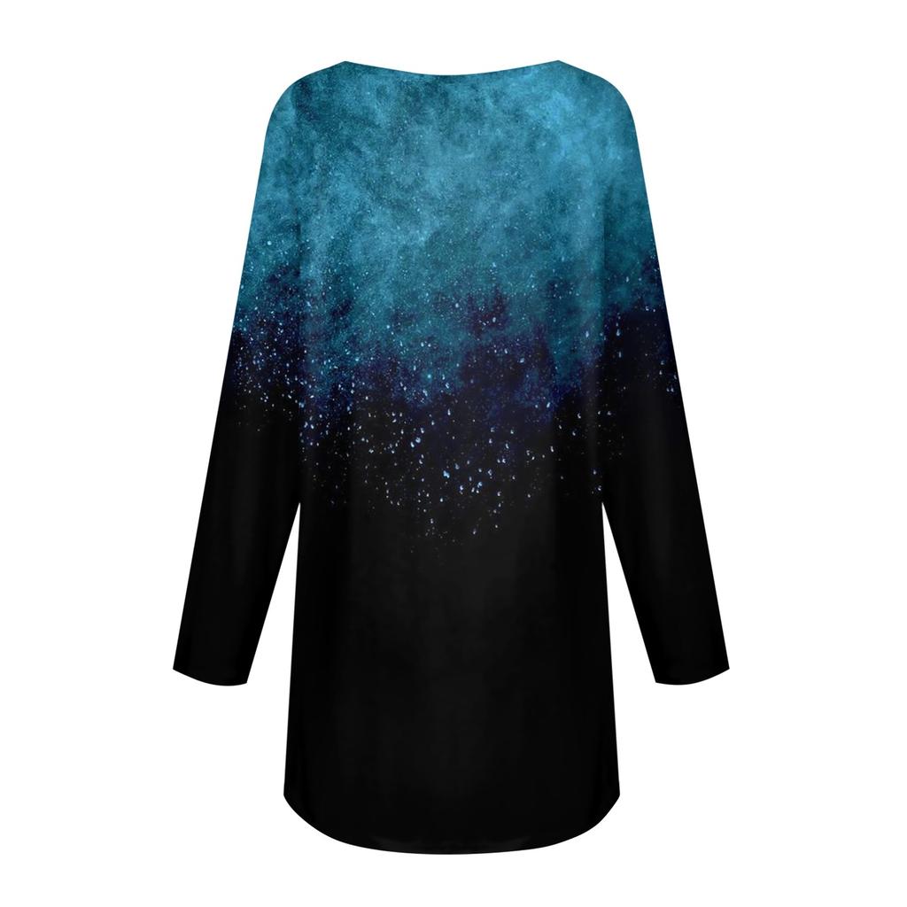 Modisches, lässiges, langärmliges T-Shirt mit Rundhalsausschnitt und Aufdruck für Damen in Übergröße