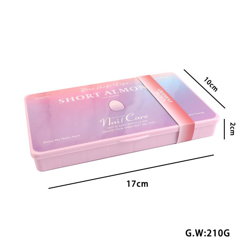 Gradient Almond Nail Extensions - 240 Pieces, High Transparency, Elasticity, Non-Yellowing, Durable False Nails
