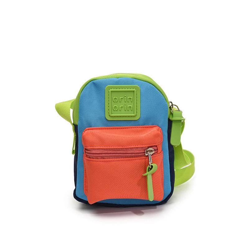 Color Block Canvas Shoulder Bag With Suture Design Messenger Bag For Child Daily