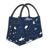 Cute Cartoon Sharks Pattern Thermal Lunch Bag Large Reusable Waterproof Cooler Insulated Lunch Box for Work School Travel Picnic