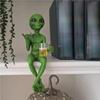 2026 Latest Models Alien Statue Drinking Beer Alien Sculpture Resin Craft Novelty Funny Desktop Decoration Bookshelf Office
